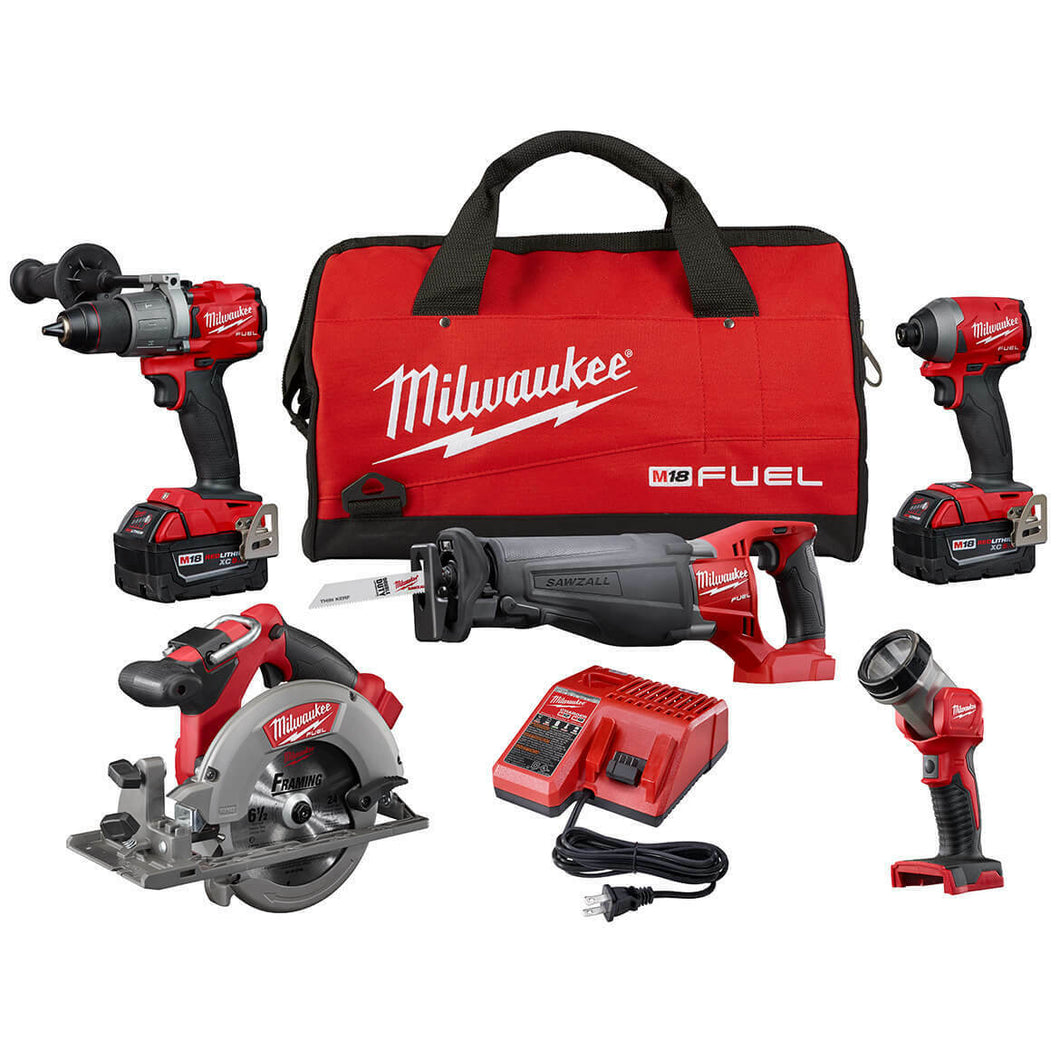 Milwaukees FUEL M18 2997-25 18-Volt 5-Tool Drill-Driver-Saws-Light