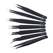 Load image into Gallery viewer, 6Pcs Anti-static ESD Stainless Steel Tweezers Maintenance Tools Industrial Precision Curved Straight Tweezers Repair Tools 2019