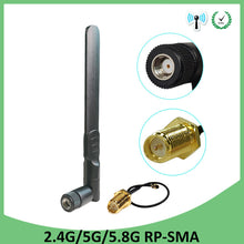 Load image into Gallery viewer, 2.4GHz 5GHz 5.8Ghz Antenna 8dBi RP-SMA Connector Dual Band 2.4G 5G 5.8G wifi Antena aerial SMA female + 21cm Pigtal cable