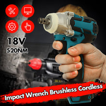 Load image into Gallery viewer, 18V 520Nm Electric Rechargeable Brushless Impact Wrench Cordless 1/2 Socket Wrench Power Tool For Makita Battery