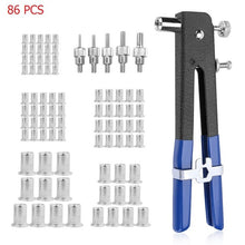 Load image into Gallery viewer, 86pcs Hand Riveter Nut Rivet Gun Kit M3-M8 Manual Threaded Nut Rive Tool Stainless Steel Household Repair Tools