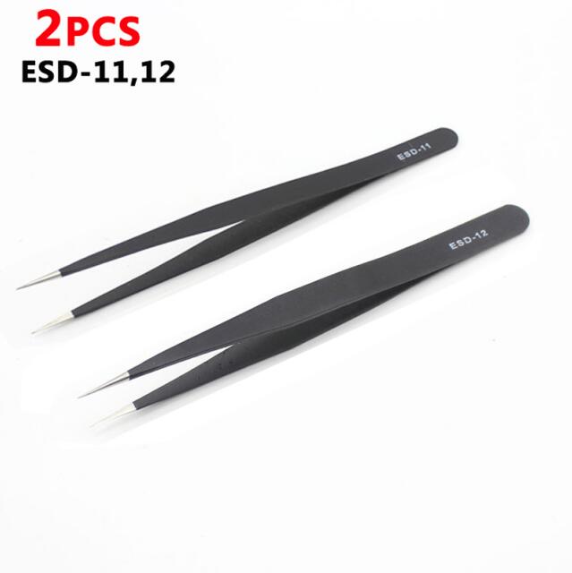 6Pcs Anti-static ESD Stainless Steel Tweezers Maintenance Tools Industrial Precision Curved Straight Tweezers Repair Tools 2019