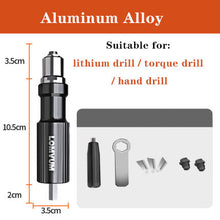 Load image into Gallery viewer, LOMVUM Electric Rivet Nut Gun Drill Riveting Tool Cordless Riveting Drill Adaptor Insert Nut  2.4mm-4.8mm Power Tool Accessorie