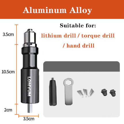 LOMVUM Electric Rivet Nut Gun Drill Riveting Tool Cordless Riveting Drill Adaptor Insert Nut  2.4mm-4.8mm Power Tool Accessorie