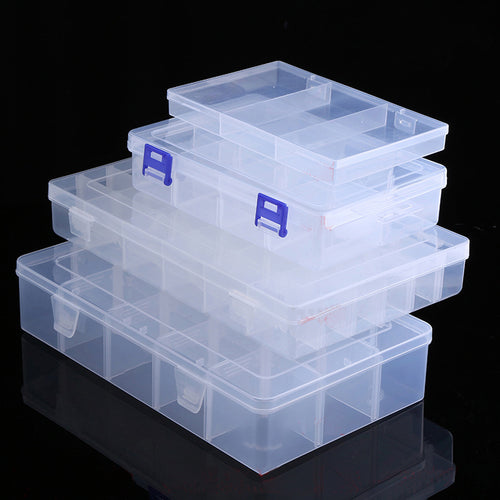 Adjustable Transparent Plastic Storage Box for Terminal Small Component Jewelry Tool Box Bead Pills Organizer Nail Art Tip Case