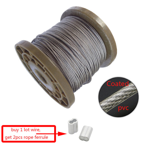 5 Meter Steel PVC Coated Flexible Wire Rope soft Cable Transparent Stainless Steel Clothesline Diameter 0.8mm 1mm 1.5mm 2mm 3mm