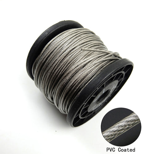 100 Meter 304 Stainless Steel 0.5/0.6/0.8/1/1.2/1.5/2mm Steel PVC Coated Flexible Wire Rope soft Cable Transparent Clothesline