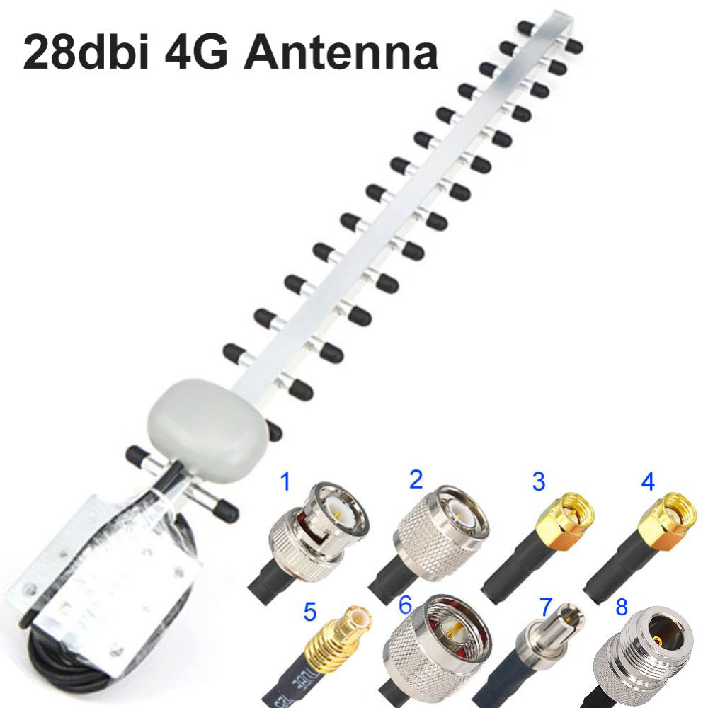 4G Antenna Yagi Antenna 28dbi 4G LTE SMA Male BNC TNC RP SMA Male Outdoor Directional Booster Amplifier Modem RG58 1.5m