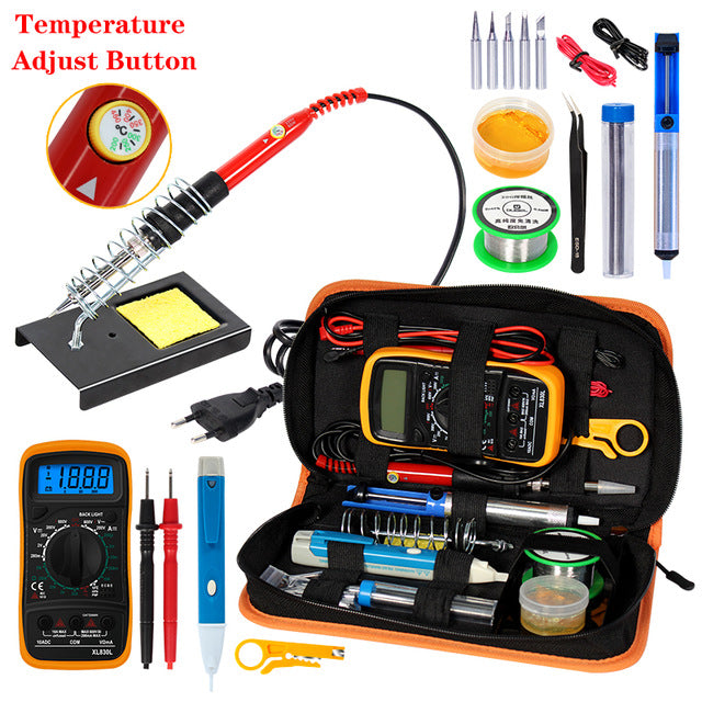 Handskit Temperature Electric Soldering Iron Kit 110V 220V 80W Soldering Iron kit With Multimeter  Welding Tool Kits