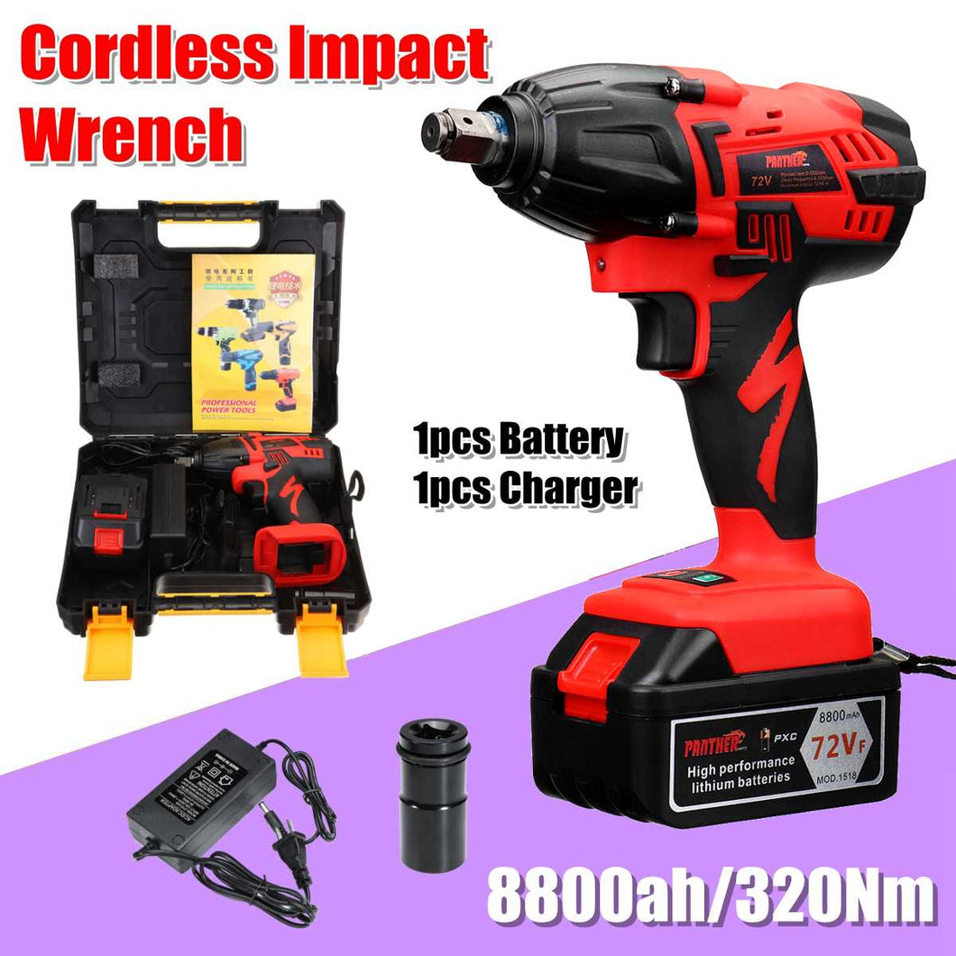 72V 320Nm 8800mah Electric Rechargeable Brushless Impact Wrench Cordless 1/2 Socket Wrench Power Tool For Makita Battery