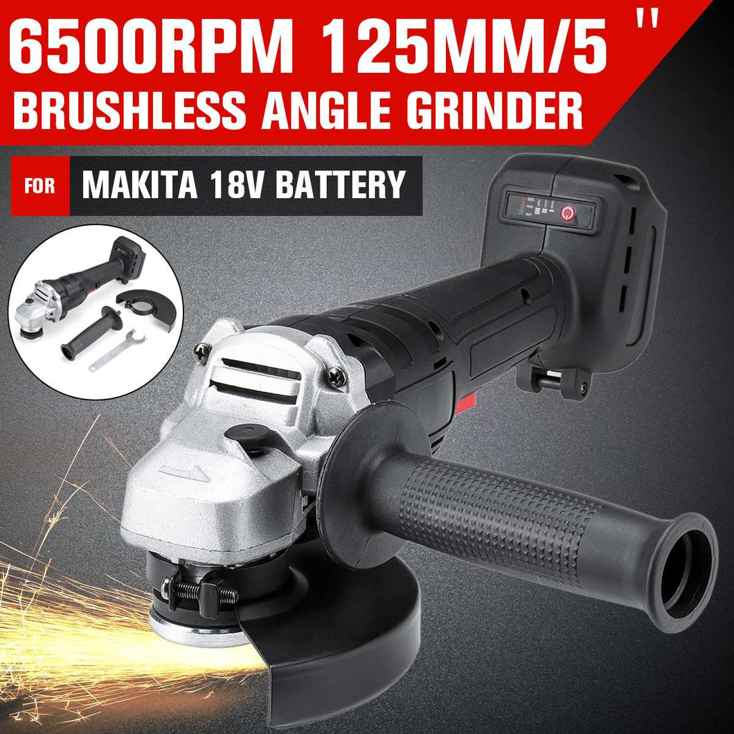 125mm 18V Cordless Brushless Impact Angle Grinder Head Tools Kit for Makita Battery 18V Grinding Machine Tool with LED Light