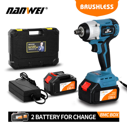 21V Electric Rechargeable Brushless Impact Wrench Cordless 1/2 Socket Wrench Power Tool For Makita Battery