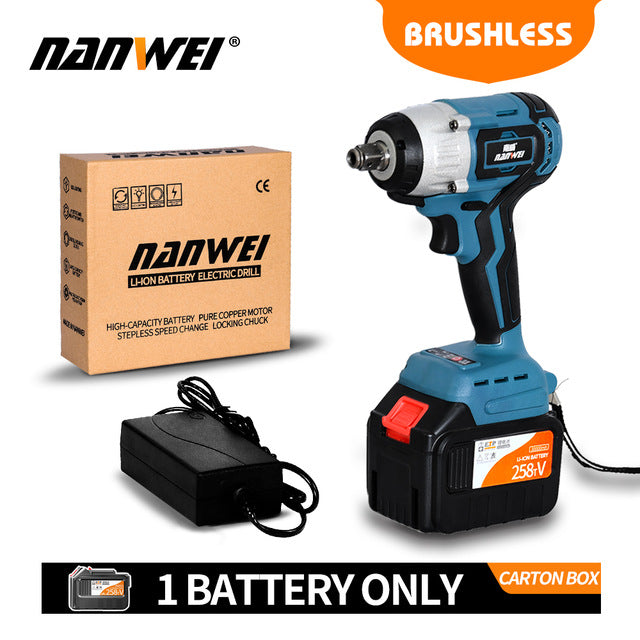 21V Electric Rechargeable Brushless Impact Wrench Cordless 1/2 Socket Wrench Power Tool For Makita Battery