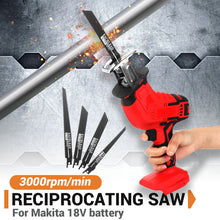 Load image into Gallery viewer, Mini Electric Saw Cordless Reciprocating Saw Woodworking Cutting DIY Power Saws Tool with 4 Saw Blades for 18V Makita Battery